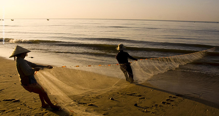 working on beach in Binh Thuan