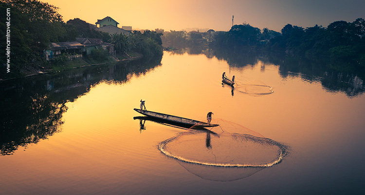 peaceful river in Hue, Vietnam