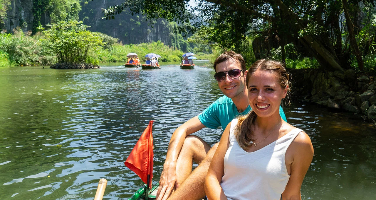 Row through the mysterious caves in Ninh Binh