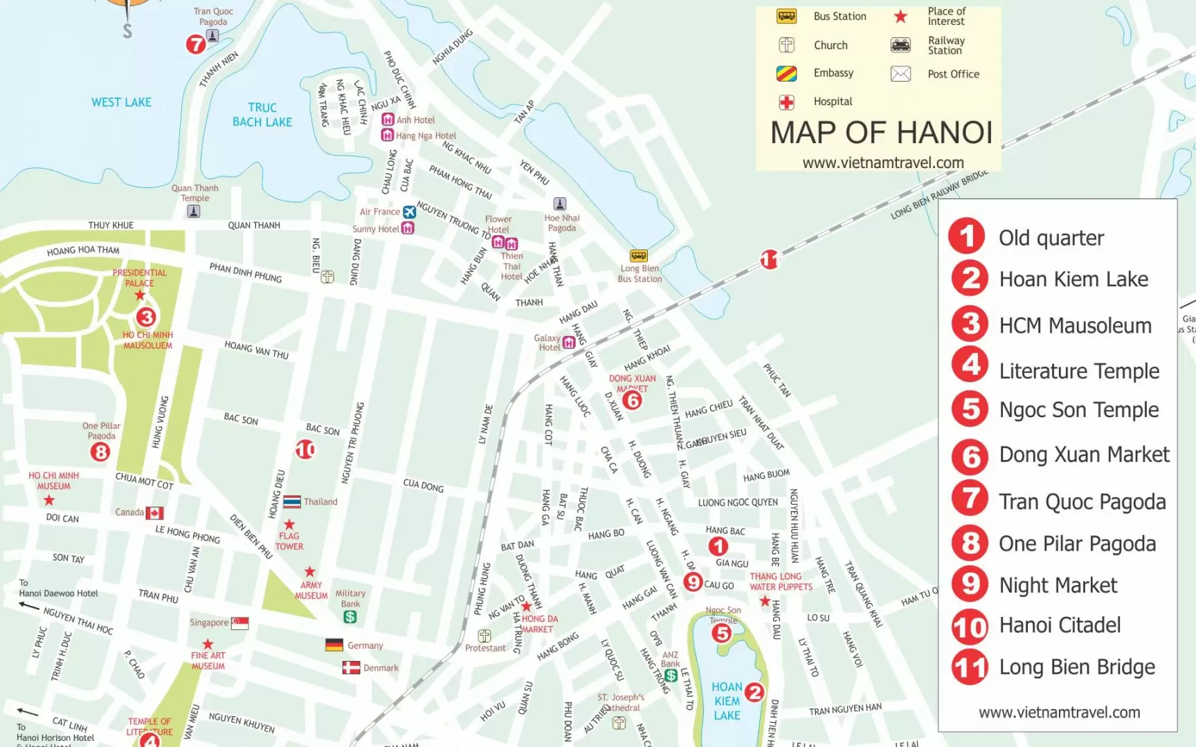 walking tour map hanoi