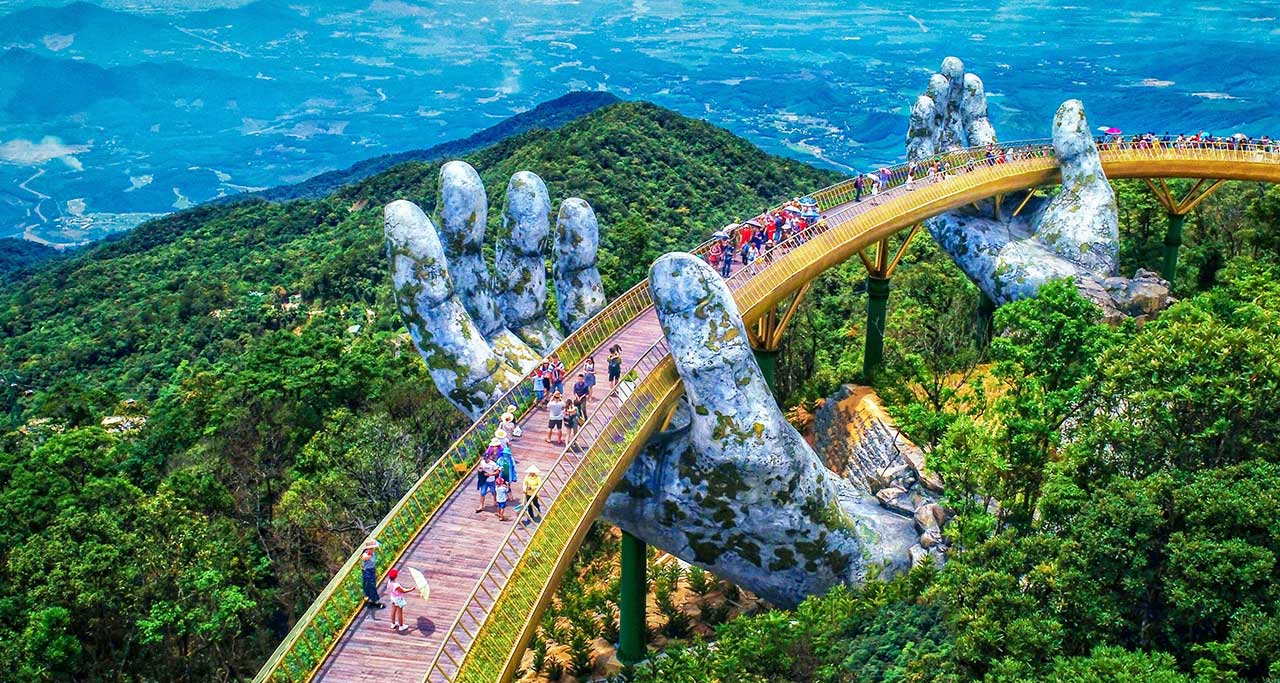 View of Golden Bridge on Ba Na Hills, Da Nang