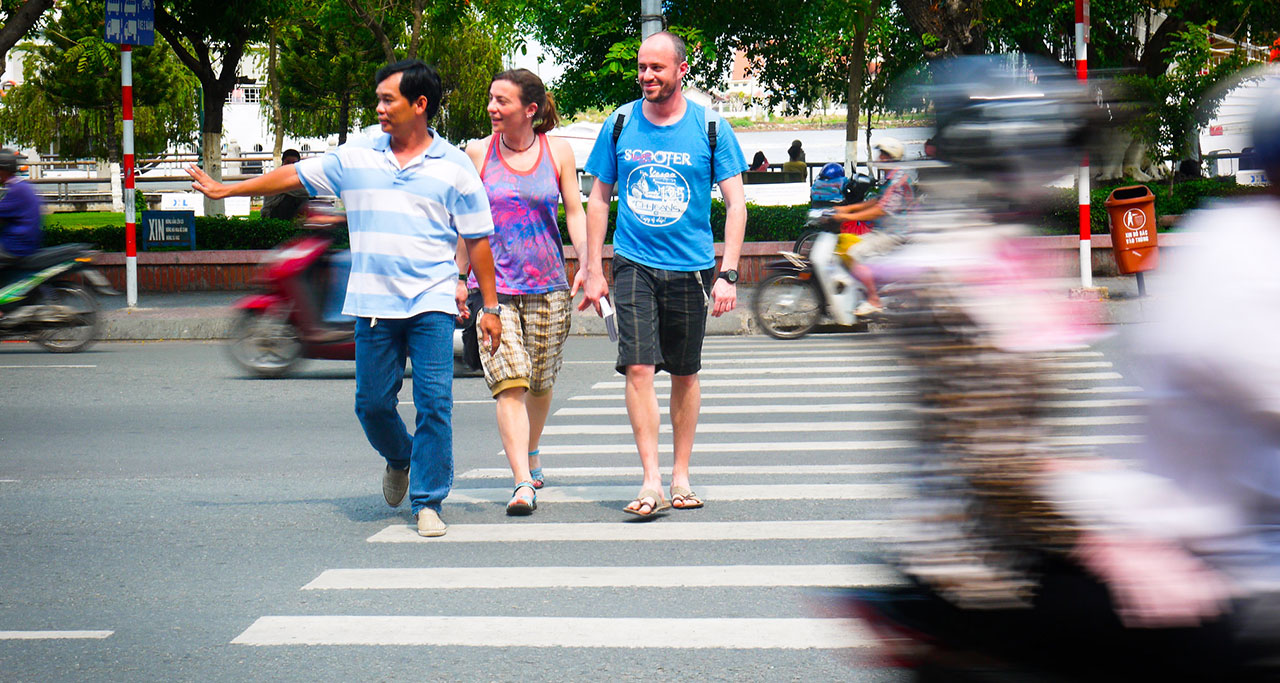 Crossing the street in Vietnam