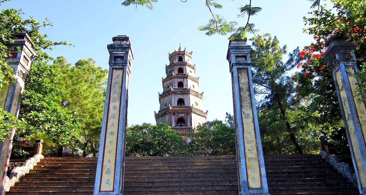 Thien Mu Pagoda is a historic temple overlooking the Perfume River