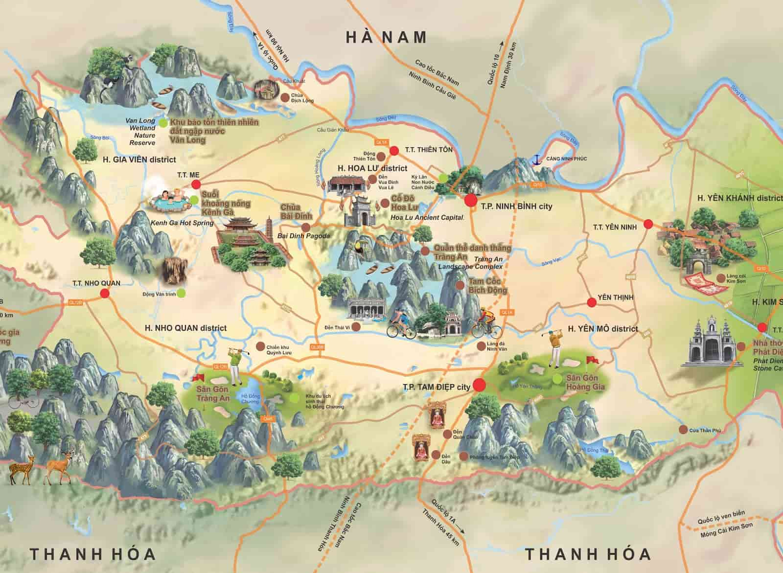 Map of Trang An, Tam Coc - Ninh Binh