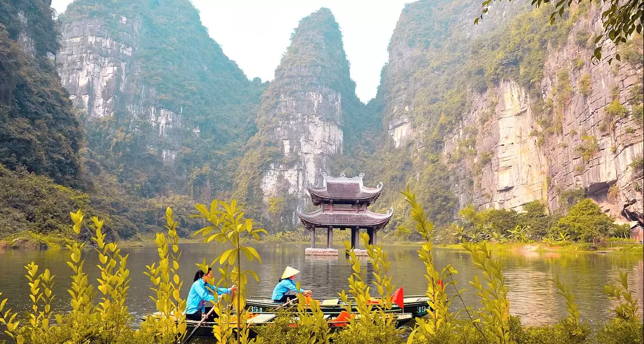 Charming river scene while boating on Ngo Dong river