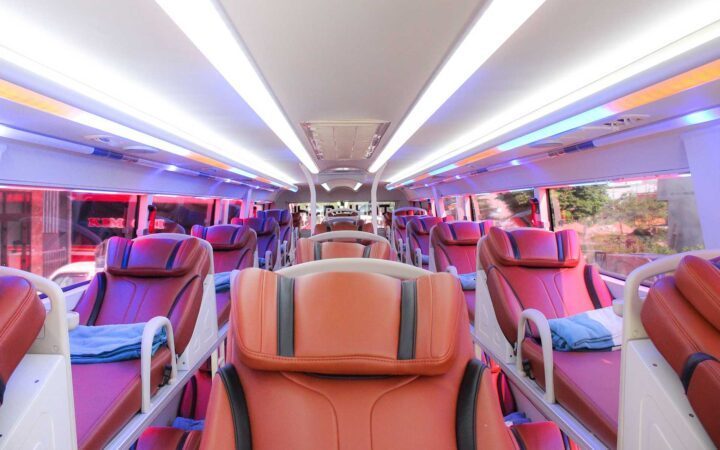 Sleeper bus from Hanoi to Danang with 180 degree reclining seats
