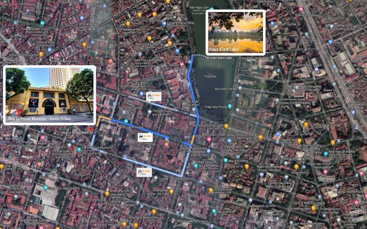 Map of Hanoi Hilton and How to get from Hoan Kiem lake to Hoa Lo Prison Map of Hanoi Hilton and How to get from Hoan Kiem lake to Hoa Lo Prison