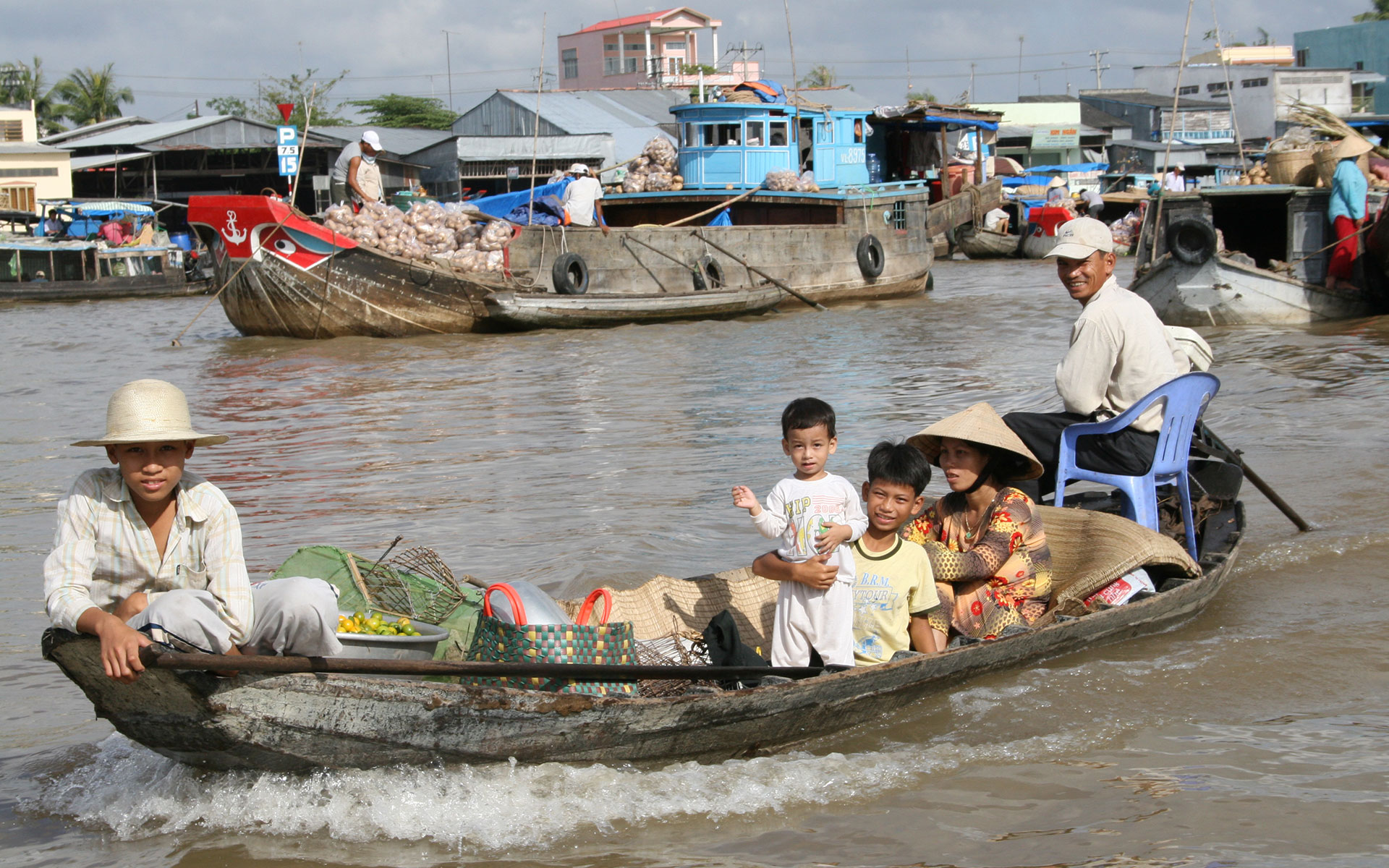 Motor boat is traditional vehicle of waterways lifestyle