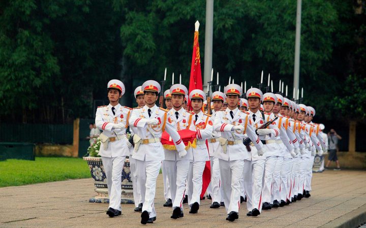 the flag raising in Ba Dinh square