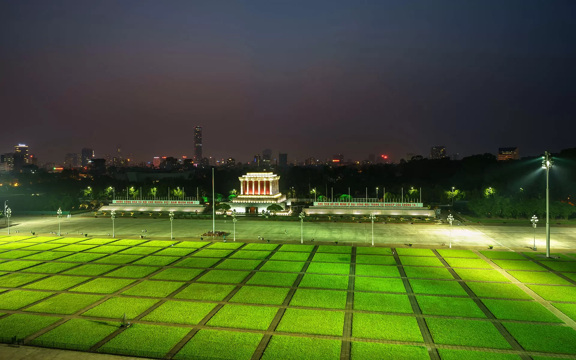 Ba Dinh Square is located in front of the Mausoleum