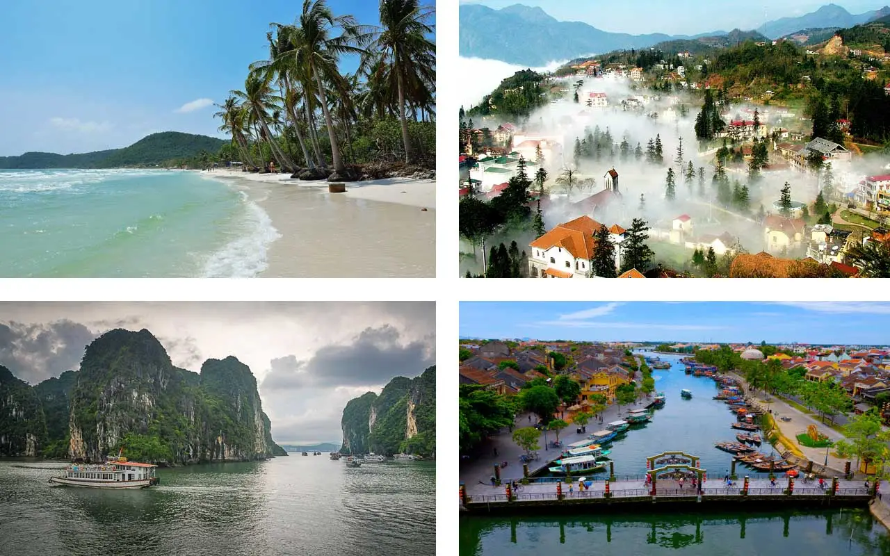 A collage of four images showing different weather and climate conditions in Vietnam in September