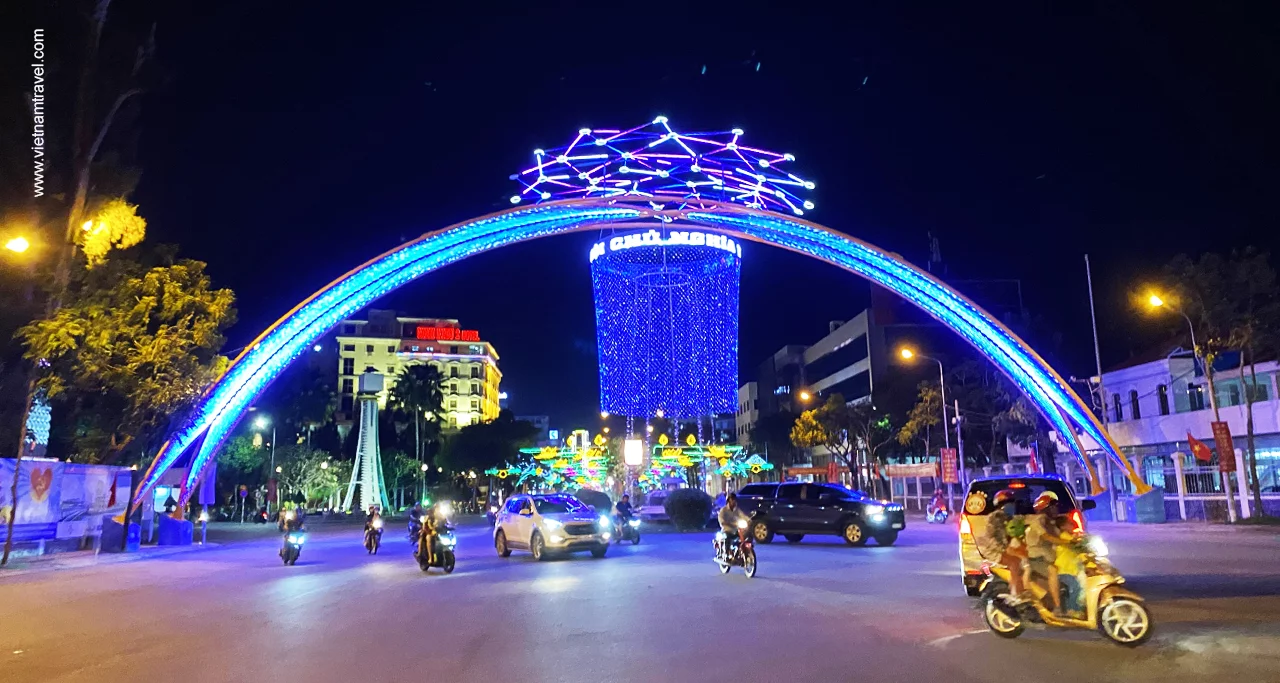 colorful street at night