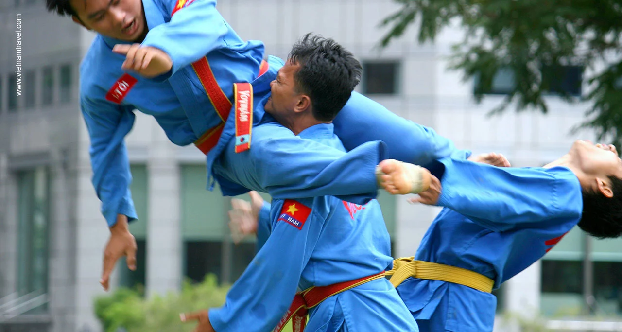 Vovinam is practiced with and without weapons by the use of the hands, elbows, legs, knees