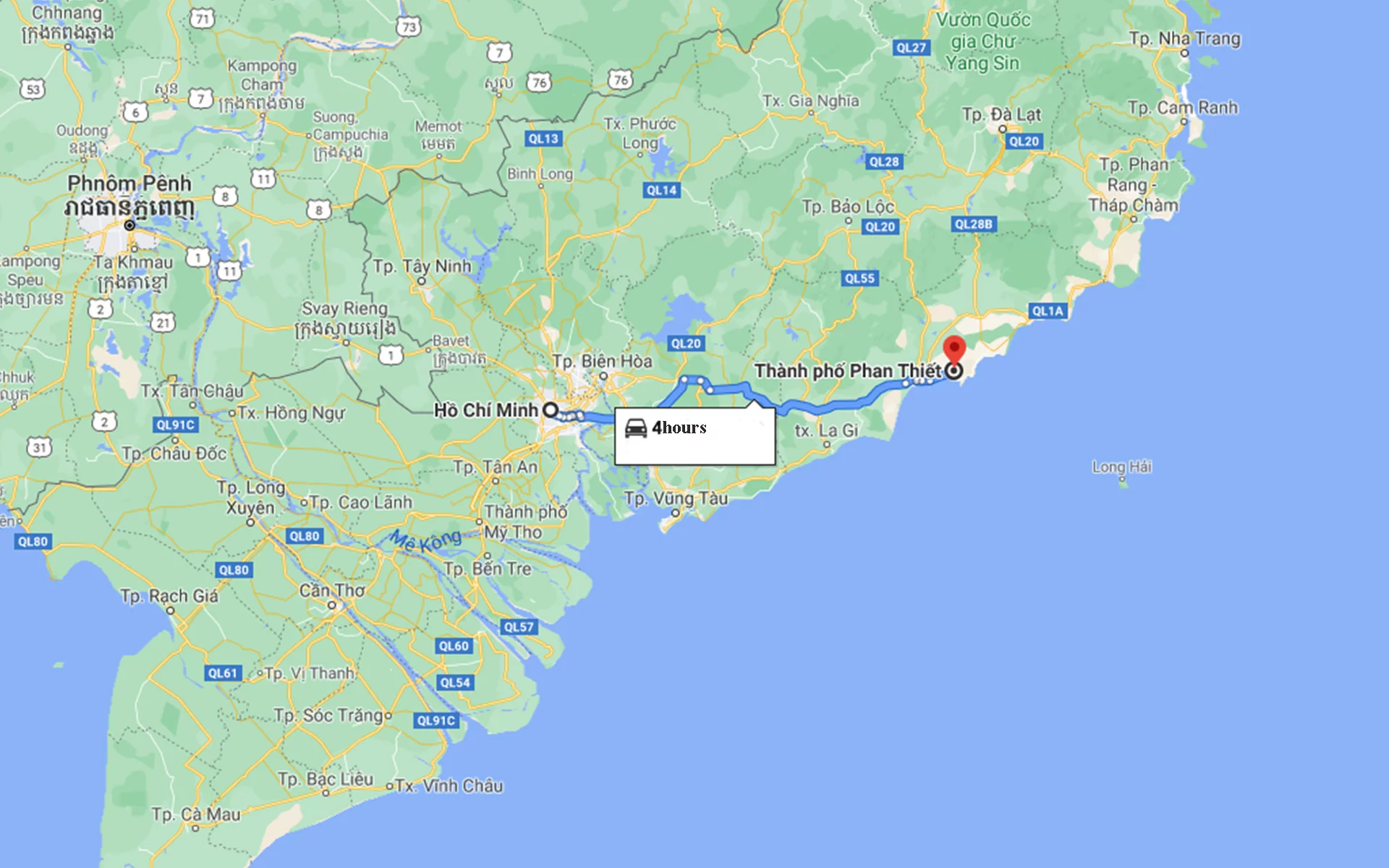 How far is phan thiet from ho chi minh ?