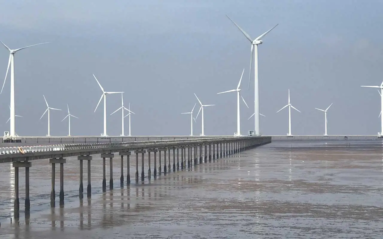 A view of the Bac Lieu wind farm in Bac Lieu province