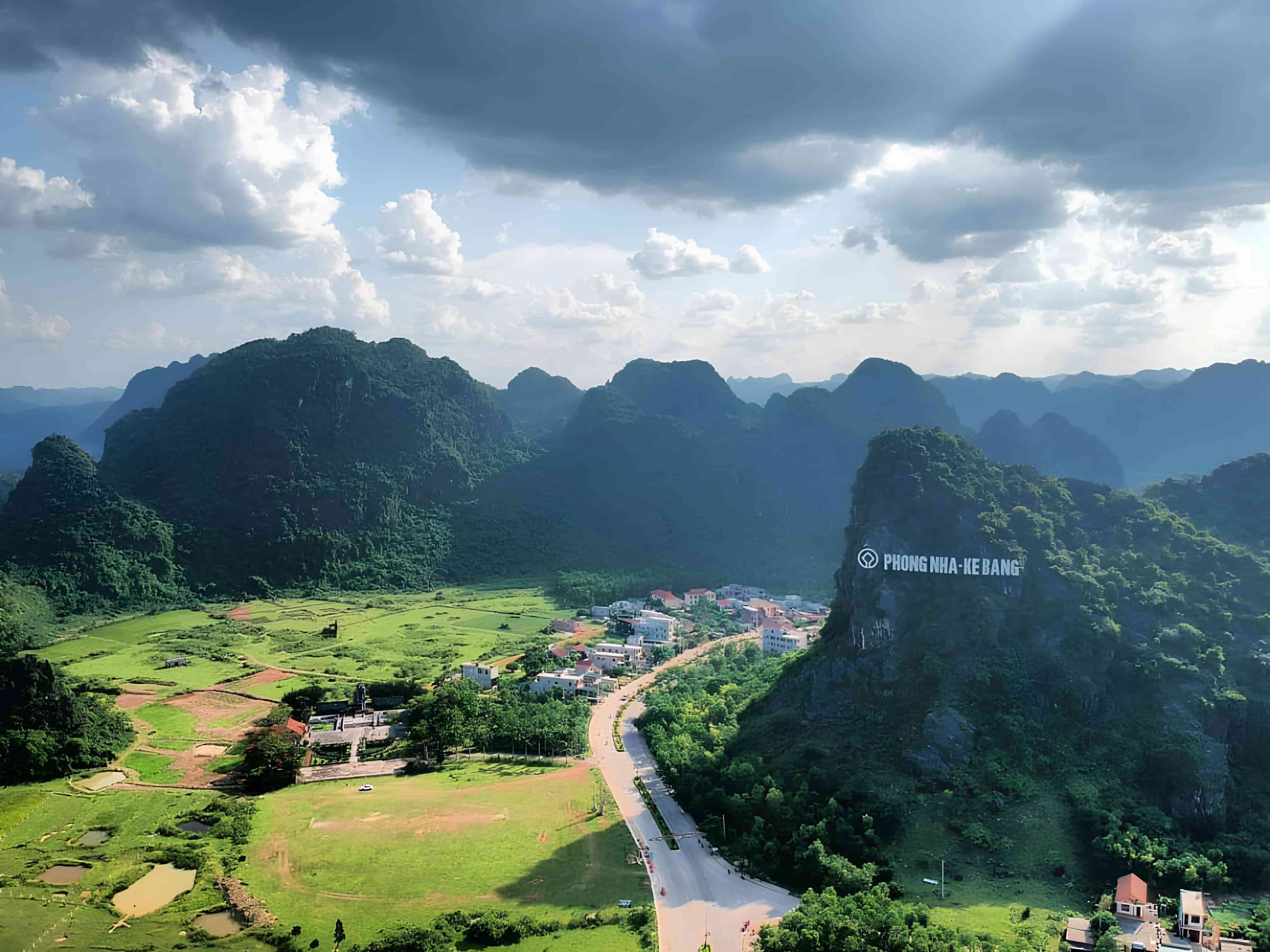 View of Phong Nha Ke Bang National Park with caves and mountains