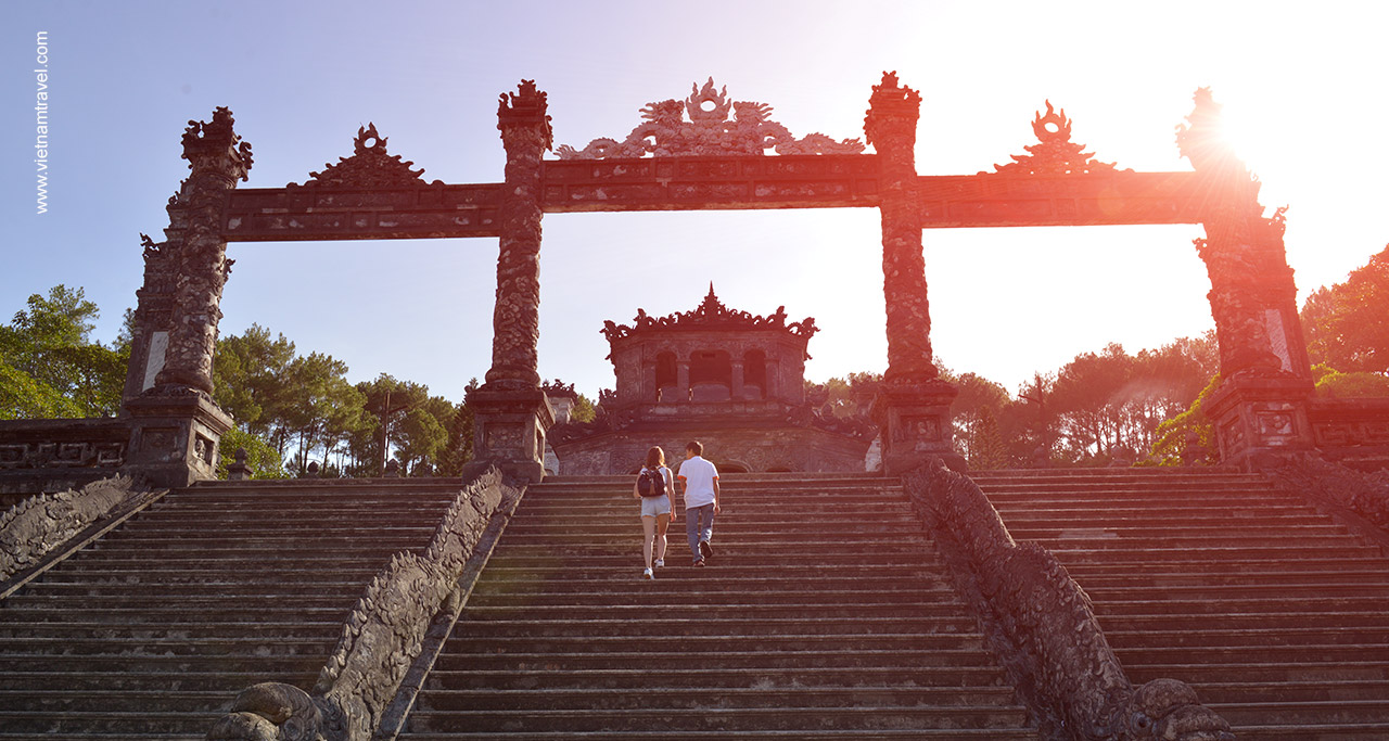 Steps to Khai Dinh Mausoleum - the most famous Mausoleum in Hue Vietnam