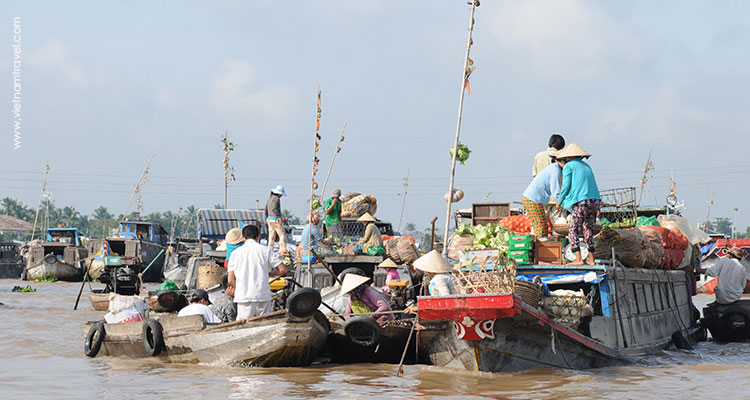 Floating market on Mekong River